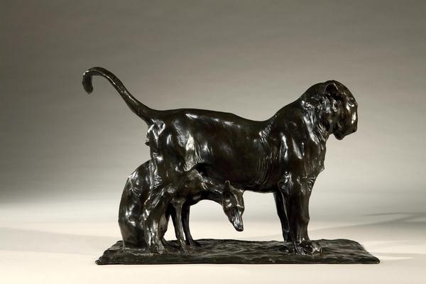 Löwe mit Hund Löwe mit Hund